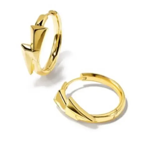 NWT Kendra Scott Bolt 14kt Gold Plates Huggie Hoop
Earrings Edgy Gift Rock Music - Picture 1 of 9